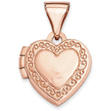 14k Rose Gold Polished 10mm Heart-Shaped Scrolled Locket XL656 - shirin-diamonds