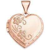 14k Rose Gold 15mm Domed Heart Locket XL658 - shirin-diamonds