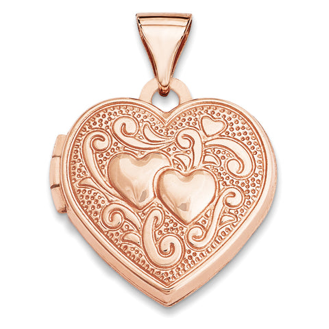 14k Rose Gold 15mm Heart Locket XL659 - shirin-diamonds