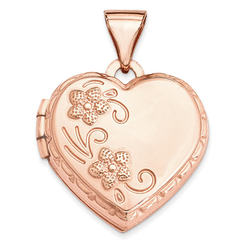 14k Rose Gold 15mm Reversible Heart Locket XL662 - shirin-diamonds