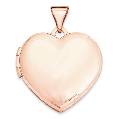 14k Rose Gold 18mm Domed Heart Locket - shirin-diamonds