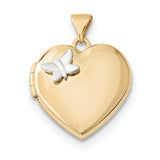 14k Two-Tone 18mm Heart w/Butterfly Locket XL689 - shirin-diamonds