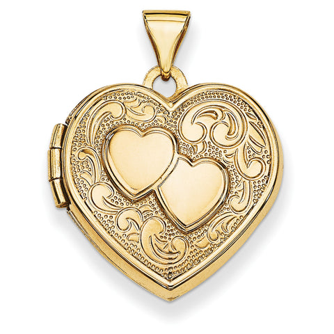 14k Double Heart Locket XL78 - shirin-diamonds