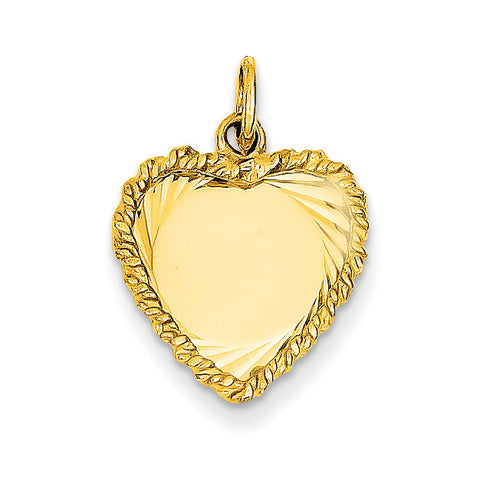 14k Polished .013 Gauge Engravable Heart with Rope Disc Charm XM219/13 - shirin-diamonds