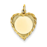 14k Polished .013 Gauge Engravable Heart with Rope Disc Charm XM220/13 - shirin-diamonds
