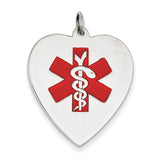 14k White Gold Heart-Shaped Polished Enameled Engravable Medical Jewelry P XM466 - shirin-diamonds
