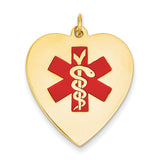 14k Heart-Shaped Polished Enameled Engravable Medical Jewelry Pendant XM468 - shirin-diamonds