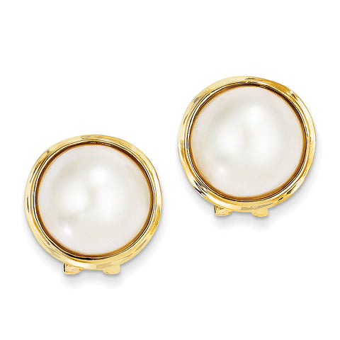 14k 14-15mm Cultured Mabe Pearl Earrings XMP70 - shirin-diamonds
