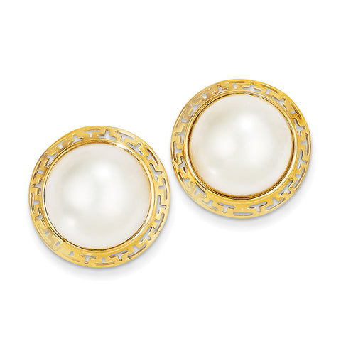 14k 14-15mm Cultured Mabe Pearl Earrings XMP82 - shirin-diamonds