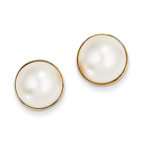 14k 9-10mm Cultured Mabe Pearl Earrings XMP96 - shirin-diamonds