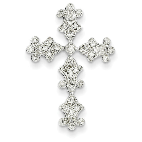 14k White Gold Diamond Filigree Cross Pendant XP3293AA - shirin-diamonds