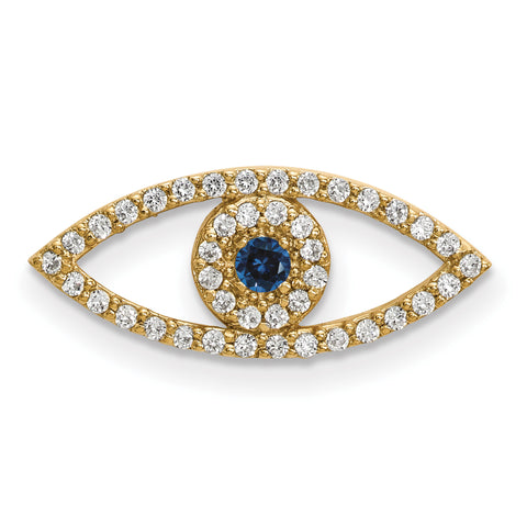 14ky Small Diamond and Sapphire Evil Eye Pendant XP5040S/A - shirin-diamonds