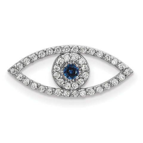 14k White Gold Small Diamond and Sapphire Evil Eye Pendant XP5040WS/A - shirin-diamonds