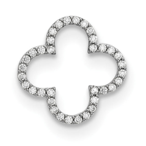 14k White Gold Small Diamond Quatrefoil Design Pendant XP5048WA - shirin-diamonds