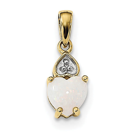 14K Gold w/ Diamond & Opal Polished Heart Pendant XP5172OP - shirin-diamonds
