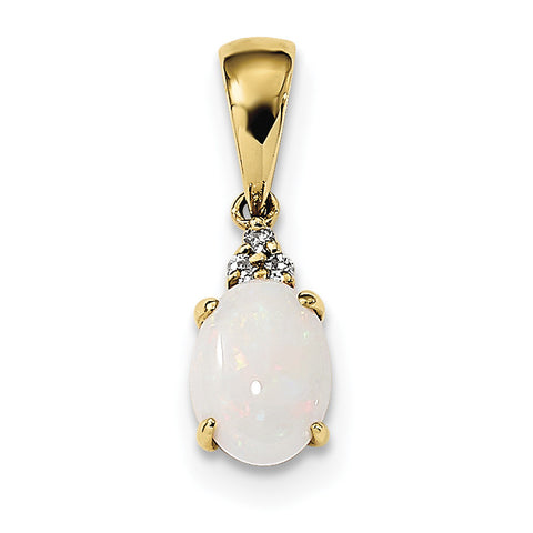 14k Gold w/ Austrian Opal & Diamond Pendant XP5176OP - shirin-diamonds