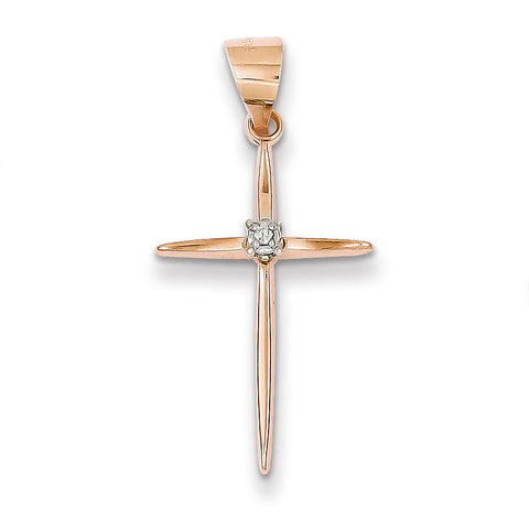 14k Rose Gold Diamond Cross Pendant XR1233 - shirin-diamonds
