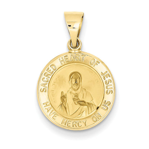 14k Polished and Satin Sacred Heart of Jesus Medal Pendant XR1237 - shirin-diamonds