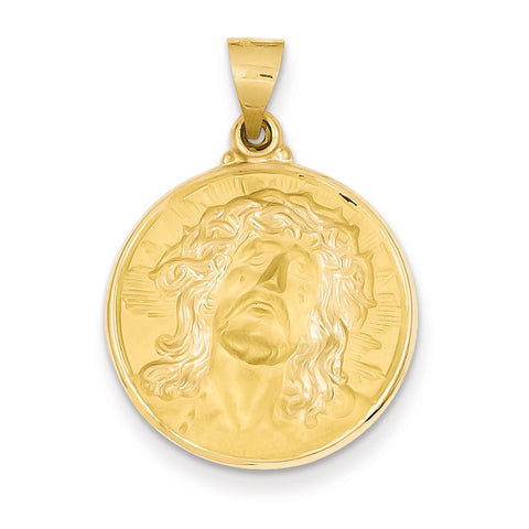 14k Polished and Satin Face of Jesus Medal Pendant XR1243 - shirin-diamonds