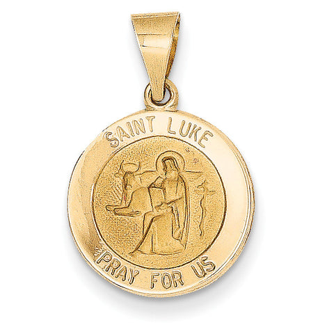 14k Polished and Satin St. Luke Medal Pendant XR1356 - shirin-diamonds
