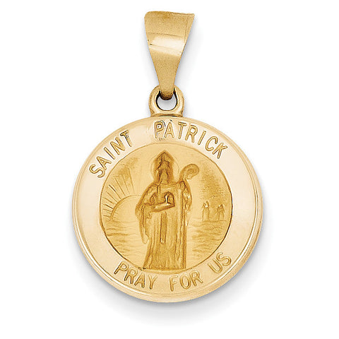 14k Polished and Satin St. Patrick Medal Pendant XR1372 - shirin-diamonds