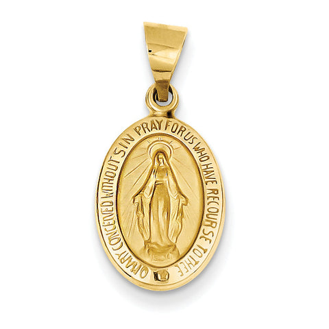 14k Polished and Satin Miraculous Medal Pendant XR1401 - shirin-diamonds