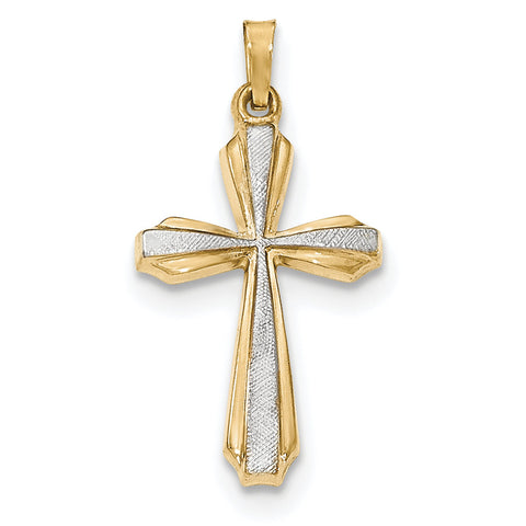 14K with Rhodium Textured and Polished Passion Cross Pendant XR1424 - shirin-diamonds