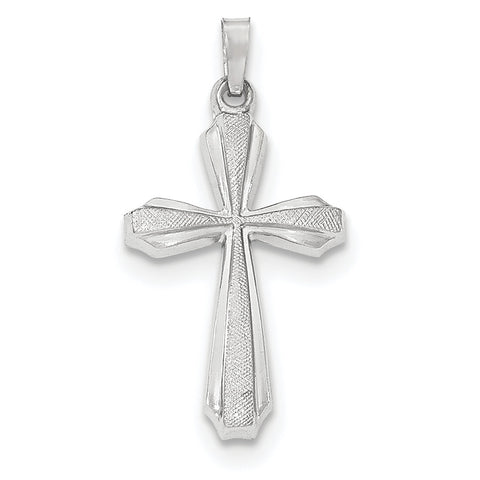 14K White Gold Textured and Polished Passion Cross Pendant XR1426 - shirin-diamonds