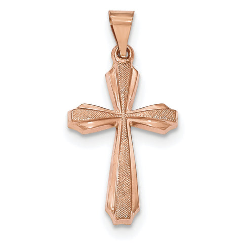 14K Rose Gold Textured, Brushed and Polished Passion Cross Pendant XR1428 - shirin-diamonds