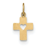 14k Polished Cross with Heart Pendant XR1430 - shirin-diamonds