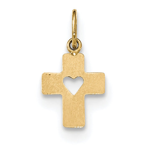 14k Polished Cross with Heart Pendant XR1430 - shirin-diamonds