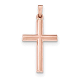 14K Rose Gold Brushed and Polished Hollow Cross Pendant XR1445 - shirin-diamonds