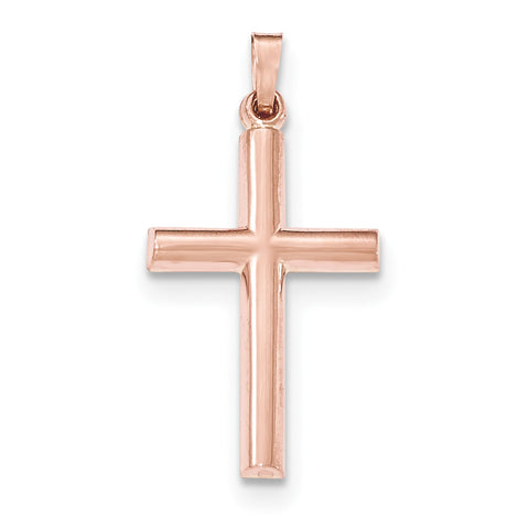 14K Rose Gold Brushed and Polished Hollow Cross Pendant XR1445 - shirin-diamonds