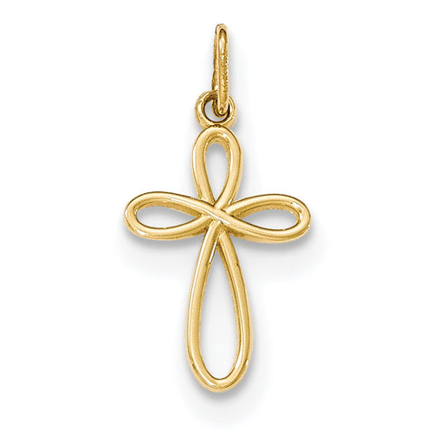 14k Gold Polished Small Ribbon Cross Pendant XR1451 - shirin-diamonds