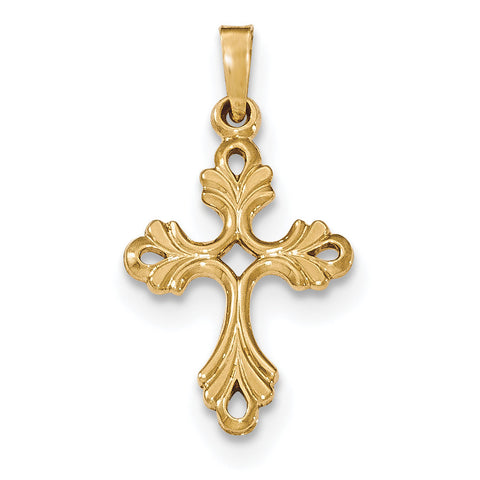 14k Polished Fleur De Lis Cross Pendant XR1475 - shirin-diamonds