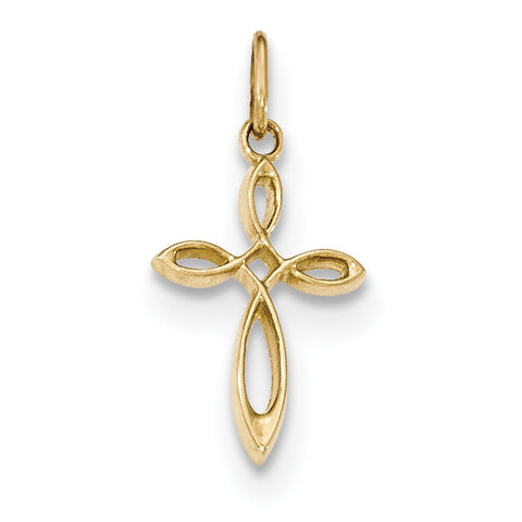 14k Gold Polished Small Ribbon Cross Pendant XR1486 - shirin-diamonds