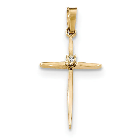 14k Diamond Polished Passion Cross Pendant XR1488 - shirin-diamonds