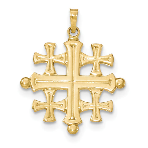 14k Polished Jerusalem Cross Pendant XR1489 - shirin-diamonds