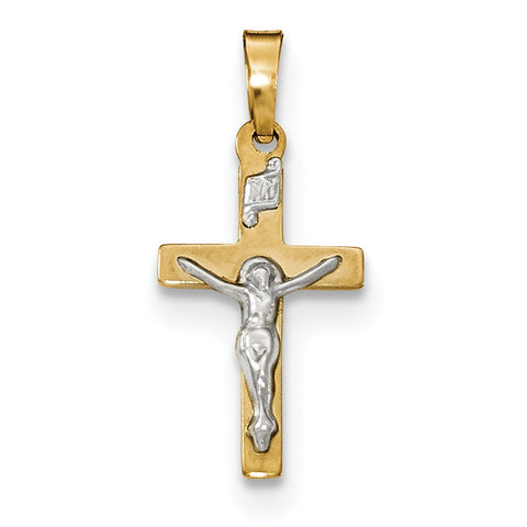 14k Polished INRI Crucifix Cross Pendant XR1496 - shirin-diamonds