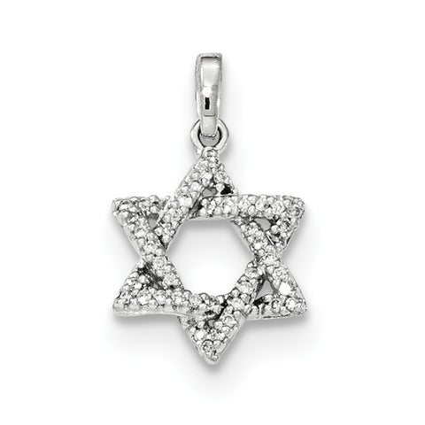 14k White Gold Diamond Star of David Pendant XR1513 - shirin-diamonds
