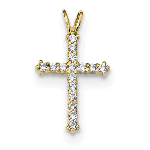 14k Polished CZ Cross Chain Slide XR1578 - shirin-diamonds