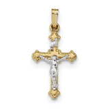 14k Two-tone Polished INRI Crucifix Pendant XR1628 - shirin-diamonds