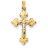 14k Two-tone Polished Fleur de Lis INRI Crucifix Pendant XR1634 - shirin-diamonds