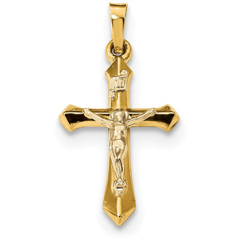14k Two-tone Polished INRI Crucifix Pendant XR1636 - shirin-diamonds