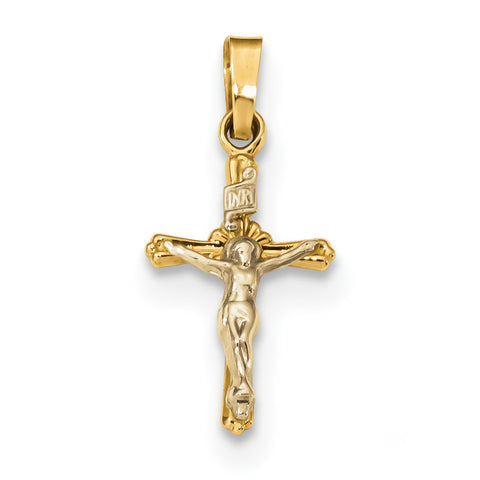 14k Two-tone Polished INRI Crucifix Pendant XR1654 - shirin-diamonds