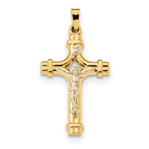 14k Two-tone Polished INRI Crucifix Pendant XR1664 - shirin-diamonds