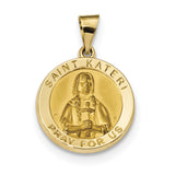 14k Polished & Satin St. Kateri Hollow Medal Pendant XR1691 - shirin-diamonds