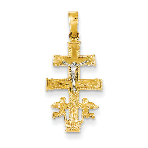 14k Two-tone Cara Vaca Crucifix Pendant XR284 - shirin-diamonds