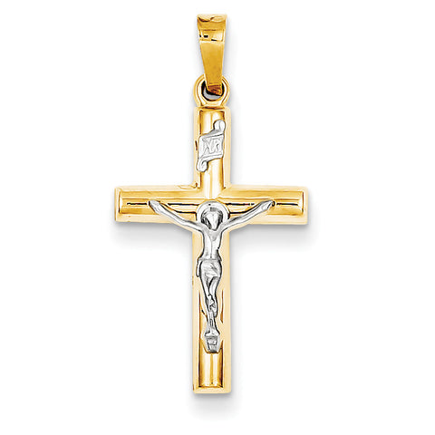 14k Two-tone INRI Crucifix Pendant XR296 - shirin-diamonds