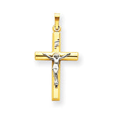 14k Two-tone INRI Hollow Crucifix Pendant XR297 - shirin-diamonds